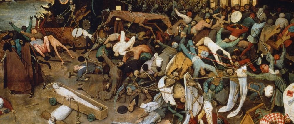 Pieter Brueghel der Ältere, Triumph des Todes (Tod, Mord, Hinrichtung, Leichen, Skelette, Allegorie, Vanitas, Vergänglichkeit, Massaker, Apokalypse, Detail,  Renaissance, Klassiker,  Malerei, Wunschgröße, Wohnzimmer, bunt)