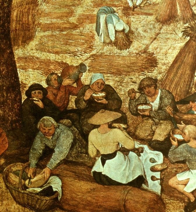 Pieter Brueghel der Ältere, Die Kornernte (Landwirtschaft, Ernte, Getreide, Brot, Jahreszeiten, Sommer, Sense, Garben, Schnitter,Pause, Hitze, Erholung, Picknick, Renaissance, Klassiker,  Malerei, Wunschgröße, Wohnzimmer, bunt)