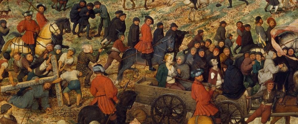 Pieter Brueghel der Ältere, Die Kreuztragung Christi (Christentum,Religion,Renaissance,Neues Testament,Bibel,Kreuztragung,Niederländische Kunst,Passion Christi,Ausschnitt)