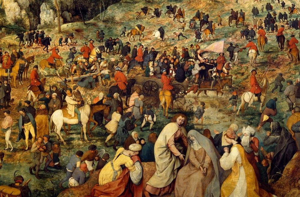 Pieter Brueghel der Ältere, Die Kreuztragung Christi (Christentum,Religion,Renaissance,Neues Testament,Bibel,Kreuztragung,Niederländische Kunst,Passion Christi,Ausschnitt)