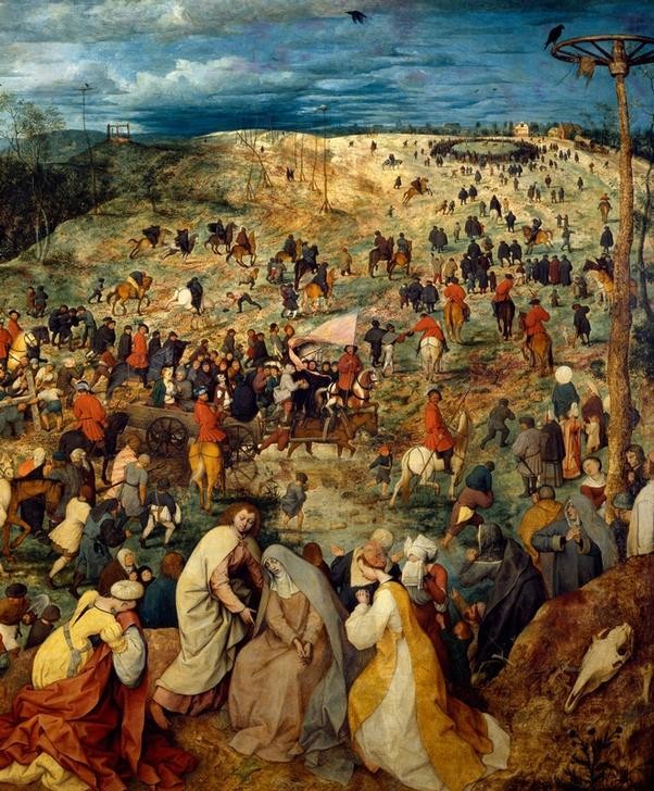 Pieter Brueghel der Ältere, Die Kreuztragung Christi (Christentum,Religion,Renaissance,Neues Testament,Bibel,Kreuztragung,Niederländische Kunst,Passion Christi,Ausschnitt)