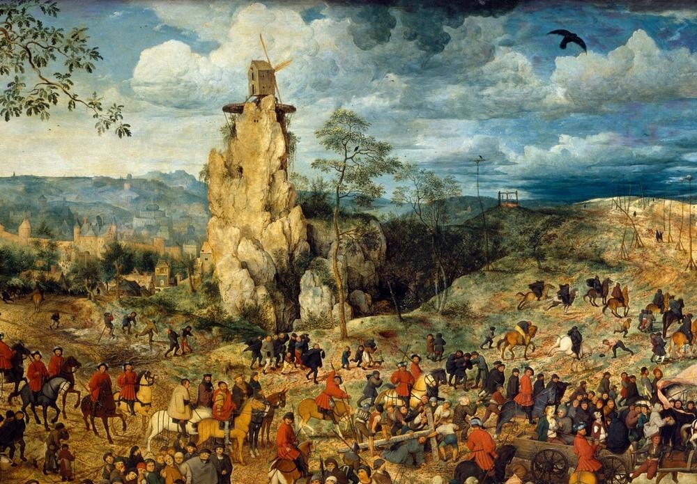 Pieter Brueghel der Ältere, Die Kreuztragung Christi (Christentum,Religion,Renaissance,Neues Testament,Bibel,Kreuztragung,Niederländische Kunst,Passion Christi,Ausschnitt)