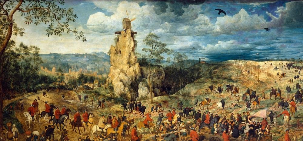 Pieter Brueghel der Ältere, Die Kreuztragung Christi (Christentum,Religion,Renaissance,Neues Testament,Bibel,Kreuztragung,Niederländische Kunst,Passion Christi,Ausschnitt)