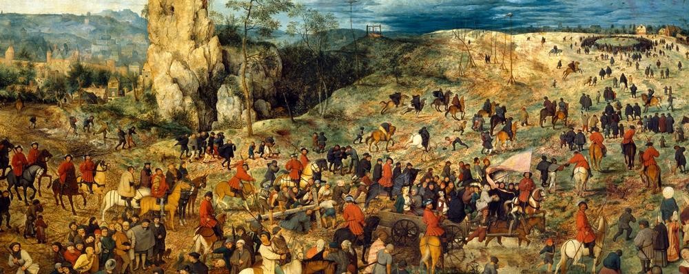 Pieter Brueghel der Ältere, Die Kreuztragung Christi (Christentum,Religion,Renaissance,Neues Testament,Bibel,Kreuztragung,Niederländische Kunst,Passion Christi,Ausschnitt)