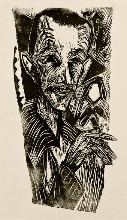 Ernst Ludwig Kirchner, Der Theosoph (Deutsche Kunst,Kunst,Mann,Medizin,Mensch,Schreiber,Bart,Schnurrbart,Hand,Portrait,Expressionismus,Die Brücke,Kopf,Halbprofil,Theosoph,Krankenpfleger)