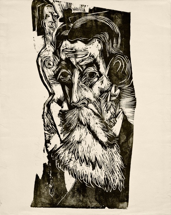 Ernst Ludwig Kirchner, Kopf Ludwig Schames (Deutsche Kunst,Frau,Kunsthändler,Kunsthandel,Kunst,Mann,Mensch,Alter,Bart,Akt,Portrait,Expressionismus,Die Brücke,Vollbart,Jude,Kopf,Alter Mann,Blick Aus Dem Bild,Halbprofil,Skulptur Im Bild)