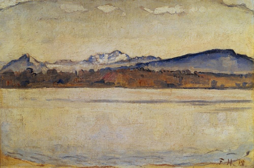 Ferdinand Hodler, Der Mont-Blanc (Gebirge,Gewässer,Jugendstil,Kunst,See,Schweizerische Kunst,Ufer,Berg)