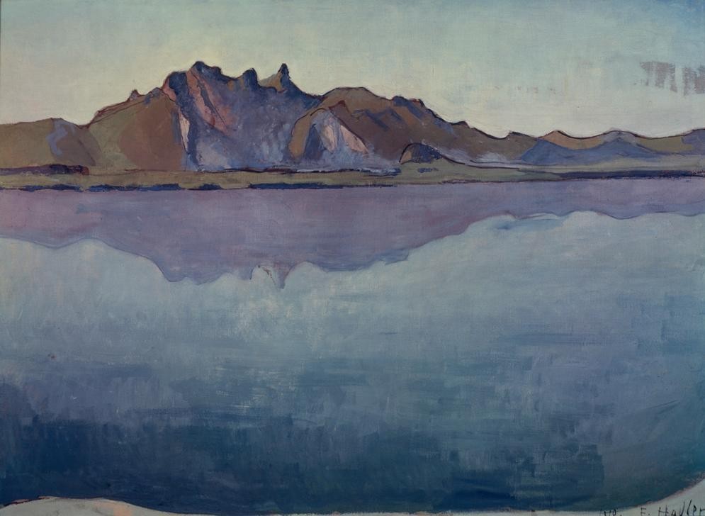 Ferdinand Hodler, Thunersee mit Stockhornkette (Gebirge,Kunst,Landschaft,See,Schweizerische Kunst)