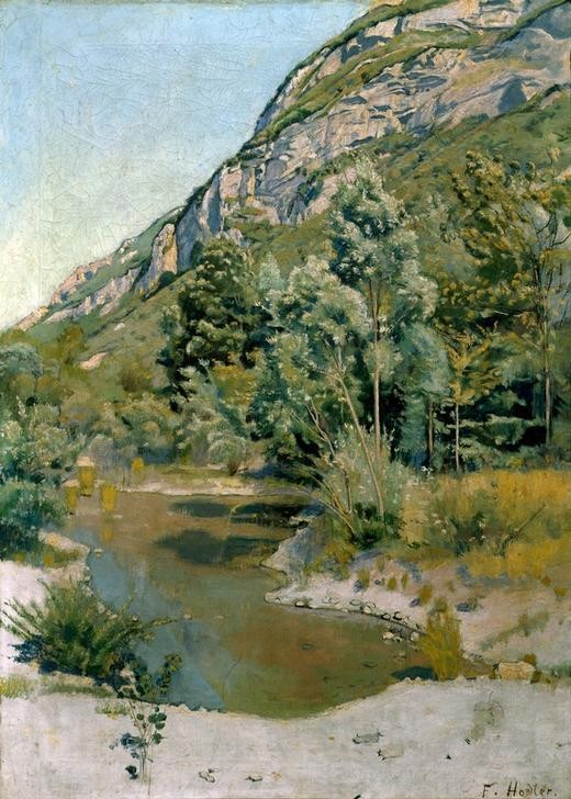 Ferdinand Hodler, Am Fuß des Petit Salève (Gebirge,Kunst,Landschaft,See,Schweizerische Kunst)