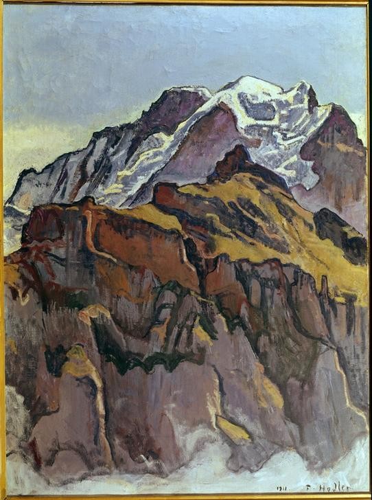 Ferdinand Hodler, Die Jungfrau von Mürren aus (Gebirge,Geographie,Jugendstil,Kunst,Landschaft,Schweizerische Kunst,Gipfel,Topographie)