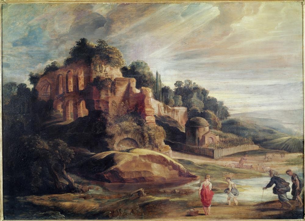 Peter Paul Rubens, Landschaft mit den Ruinen des Palatin (Flämische Kunst,Kunst,Landschaft,Ruine,Barock,Architekturdarstellung,Niederländische Kunst)