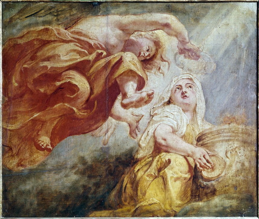Peter Paul Rubens, Der Genius krönt die Religion (Christentum,Flämische Kunst,Kunst,Religion,Barock,Allegorie,Ecclesia,Bozzetto,Niederländische Kunst,Genius,Fides (Tugend),Apotheose)