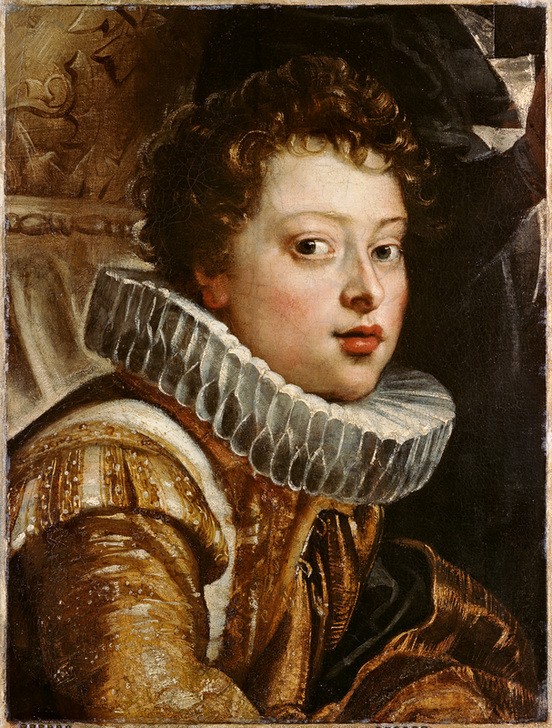 Peter Paul Rubens, Vincenzo II Gonzaga (1594–1627) (Flämische Kunst,Kunst,Mode,Barock,Portrait,Altarbild,Fragment,Halskrause,Niederländische Kunst,Knabe,Kleidung (Allgemein),Kragen,Brustbild,Junger Mann)