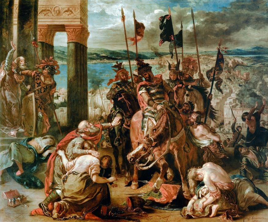 Eugene Delacroix, Prise de Constantinople par les Croisés (Geschichte,Ritter,Kreuzzug,Französische Kunst,Eroberung,Historienmalerei,4. Kreuzzug,Historisches Ereignis)