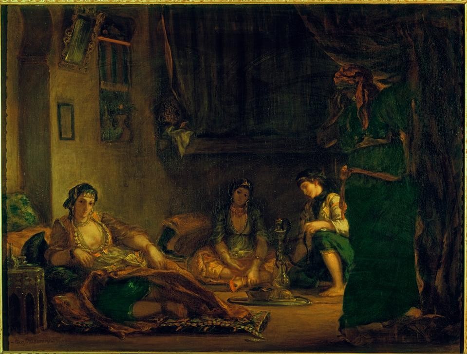 Eugene Delacroix, Femmes d’Alger dans leur intérieur (Völkerkunde,Orientalismus,Genre,Französische Kunst,Frauenleben,Frau Im Islam,Licht Und Schatten,Islamische Länder,Islamische Welt)