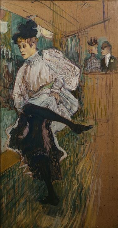 Henri de Toulouse-Lautrec, Jane Avril dansant (Kabarett Und Variete,Kabarett,Quadrille,Tänzerin,Tanz,Variete (Entertainment),Nacht,Portrait,Französische Kunst,Cancan,Kleidung (Allgemein),Fin De Siecle,Jahrhundertwende)