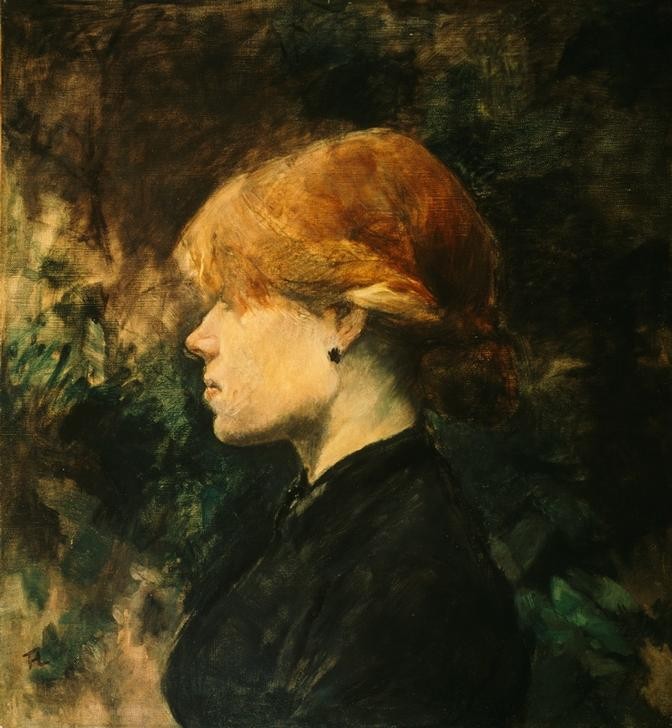 Henri de Toulouse-Lautrec, Jeune femme aux cheveux roux (La rousse) (Frau,Kunst,Mensch,Portrait,Französische Kunst,Rote Haare,Profil,Junge Frau,Brustbild,Frisur)
