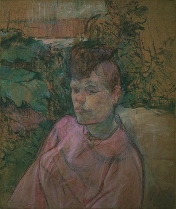 Henri de Toulouse-Lautrec, Femme en buste dans le jardin de M.Forest (Frau,Kunst,Mensch,Portrait,Französische Kunst,Im Freien (Allgemein),Menschen Im Garten,Brustbild)