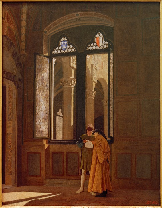 Federico Zandomeneghi, Palazzo Pretorio (Brief,Geographie,Beamter,Kunst,Leser,Lesen (Allgemein),Interieur,Italienische Kunst,Verwaltung,Historienmalerei,Innenansicht,Topographie,Fenster (Geöffnet),Biforium)
