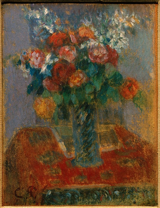 Camille Pissarro, Blumenstrauß (Kunst,Impressionismus,Stillleben,Blumenstrauss,Vase,Französische Kunst,Blume,Jahrhundertwende)