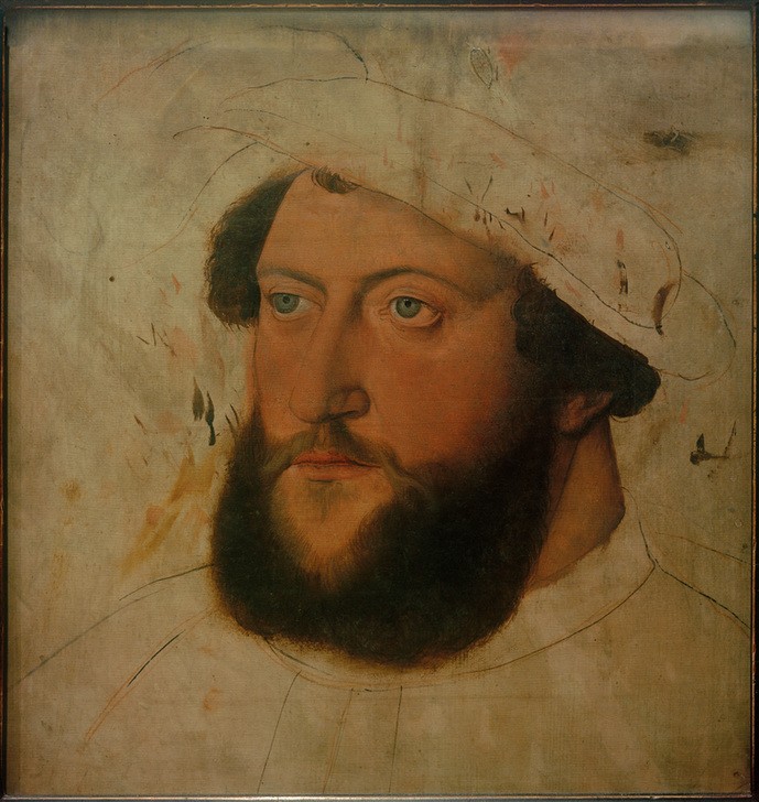 Peter Gertner, Pfalzgraf Ottheinrich (Deutsche Kunst,Geschichte,Herrenmode,Kopfbedeckung,Kurfürst,Kunst,Mann,Mode,Bart,Renaissance,Portrait,Pfalzgraf,Barett,Vollbart,Blaue Augen,Kleidung (Allgemein),Pfalz-Neuburg,Brustbild,Halbprofil,Unvollendet,Person)