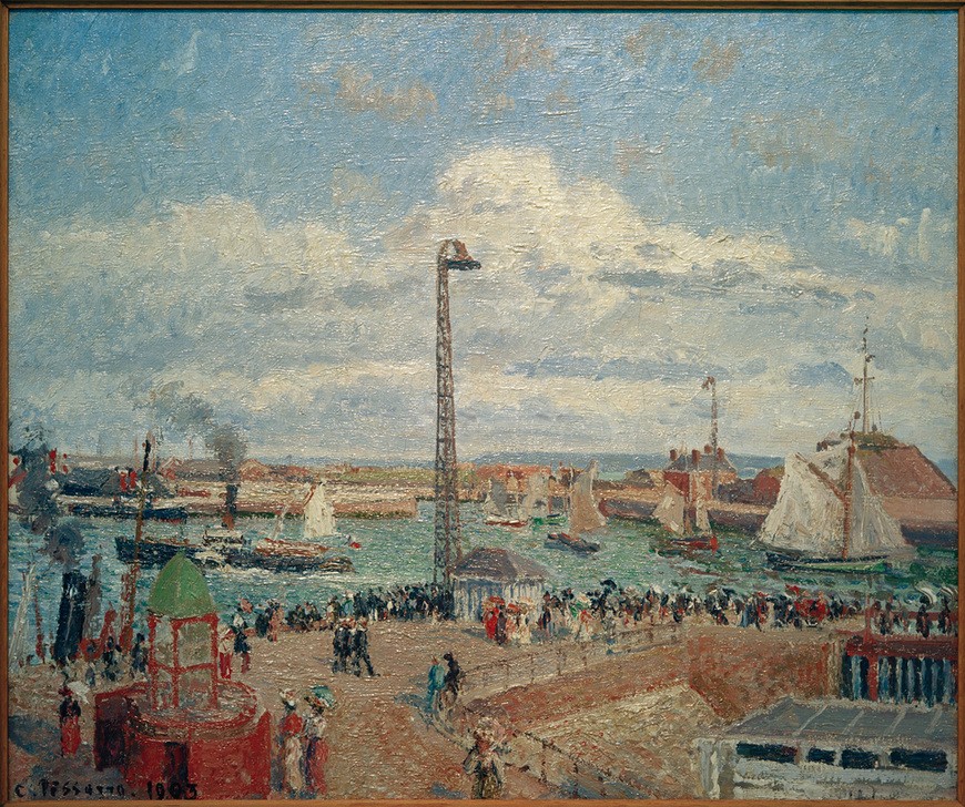 Camille Pissarro, Die Anse des Pilotes und die östlichen Wellenbrecher, Le Havre (Geographie,Hafen,Kunst,Segelschiff,Meer,Segelboot,Französische Kunst,Bucht,Topographie,Wellenbrecher,Schifffahrt)