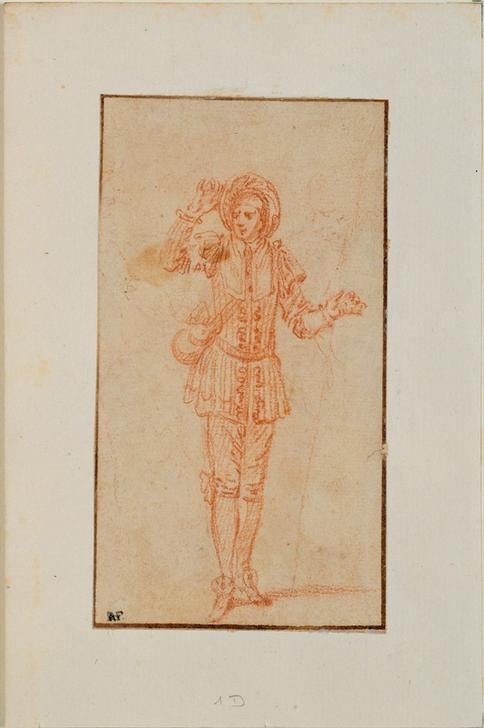 Jean-Antoine Watteau, Un pelerin de Cythere (Zeichnung, Klassiker, Studien, Pilger, Bekleidung, Rokoko, Wohnzimmer, Treppenhaus, Wunschgröße)
