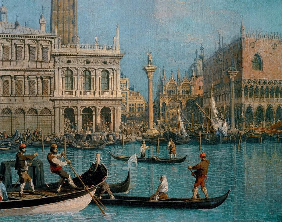 Giovanni Antonio Canaletto, Palazzo Ducale and Libreria Marciana, Venice (Venedig, Städte, Italien, Paläste, Architektur, Barock, Vedute, Klassiker, Wunschgröße, Wohnzimmer)