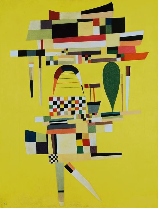Wassily Kandinsky, Die gelbe Leinwand (Bauhaus,Kunst, Abstrakte Kunst,Russische Kunst, Abstraktion, Linien, geometrische Formen,  Wohnzimmer, Treppenhaus, Wunschgröße, bunt)