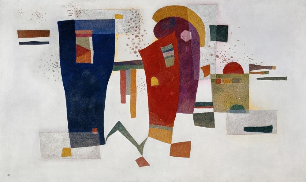 Wassily Kandinsky, Kontrast mit Begleitung (Kunst,Expressionismus,Der Blaue Reiter,Abstrakte Kunst,Russische Kunst,Monogramm,Abstraktion,Form,Farbe)
