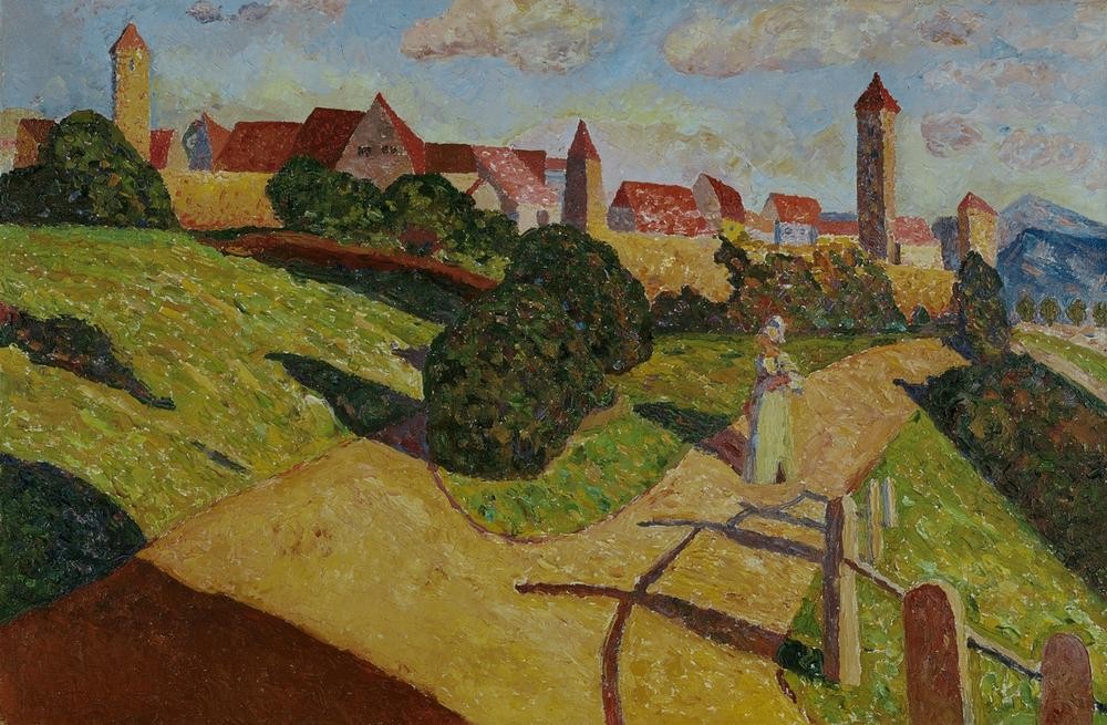 Wassily Kandinsky, Alte Stadt (Impressionismus, Russische Kunst, Stadt, Sonnenschein, Landschaft, Malerei, Wohnzimmer, Treppenhaus, Wunschgröße, bunt)