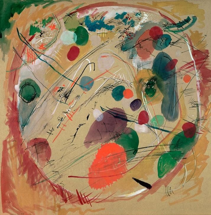 Wassily Kandinsky, Im Kreis (Wunschgröße, Klassische Moderne, Malerei, abstrakte Kunst,  abstrakte Formen, Kreis, Punkte, Linien,  Wohnzimmer, Büro, Arztpraxis, Wunschgröße,  bunt)