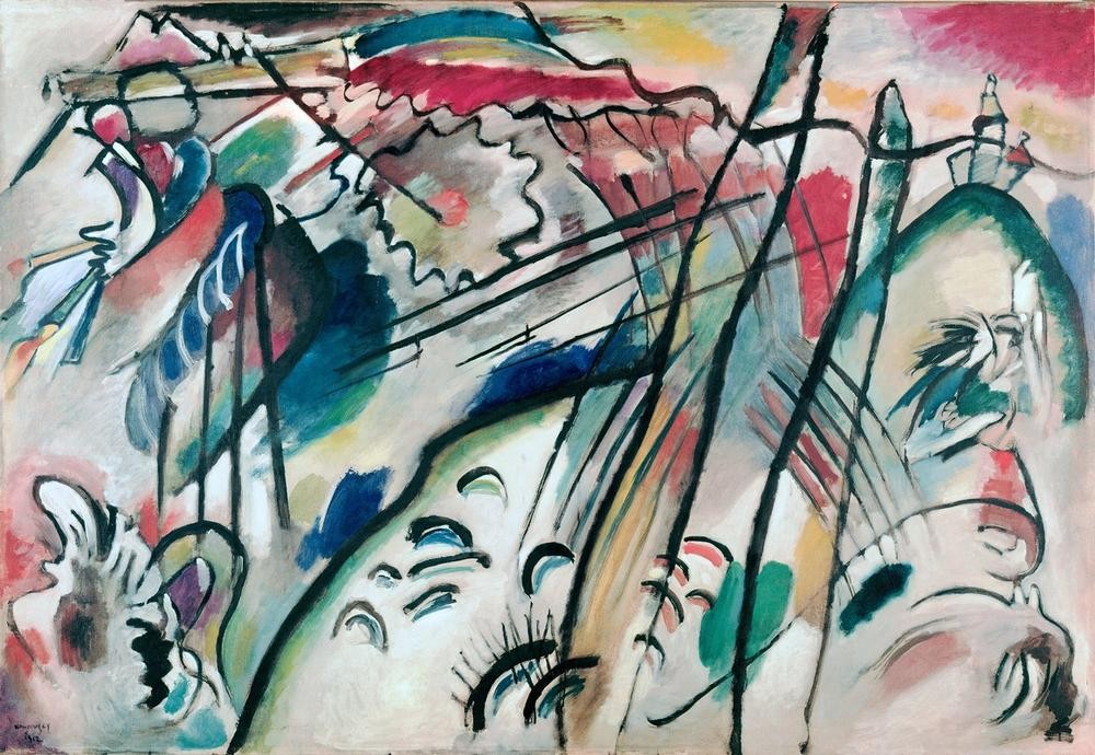 Wassily Kandinsky, Improvisation 28 (Kunst,Expressionismus,Der Blaue Reiter,Abstrakte Kunst,Russische Kunst,Abstraktion,Neue Kuenstlervereinigung Muenchen,Improvisation,Farbigkeit,Signatur,Farbe)