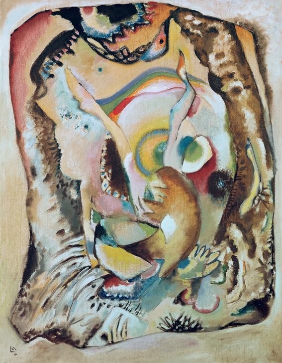 Wassily Kandinsky, Bild auf dem hellen Grund (Kunst,Expressionismus,Der Blaue Reiter,Abstrakte Kunst,Russische Kunst,Monogramm,Abstraktion,Farbigkeit,Farbe)