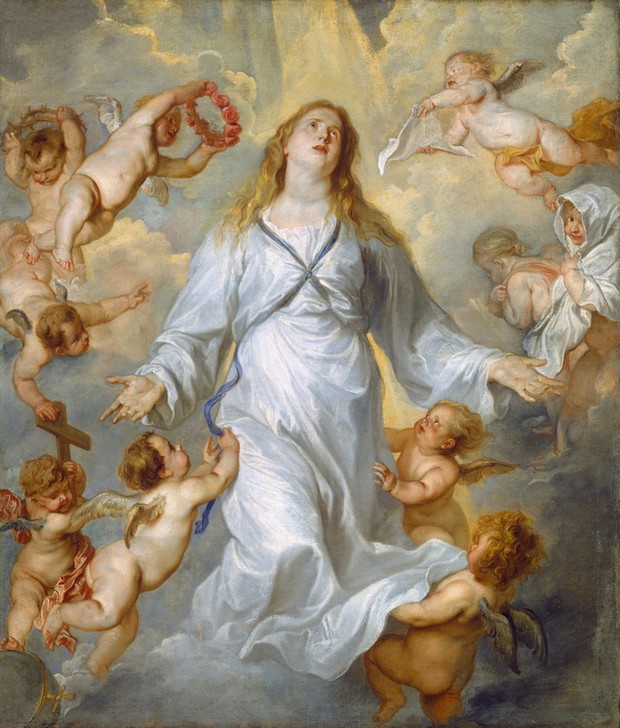 Anthonis van Dyck, The Virgin as Intercessor (Maria, Mutter Gottes, Religion, Himmelfahrt,Putten, Engel, Christentum, Barock, Klassiker, Wunschgröße, Wohnzimmer, Schlafzimmer)