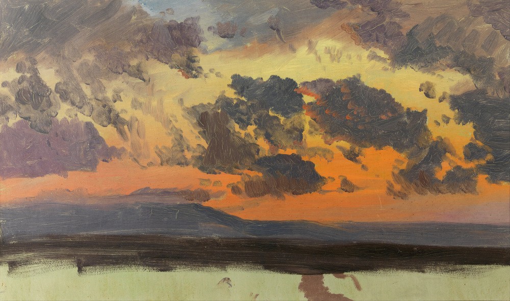 Frederic Edwin Church, Himmel bei Sonnenuntergang, Jamaika, Westindische Inseln. (Meer, Insel, Sonnenuntergang, Wolken, Panorama, Horizont, Landschaftsmalerei, Wunschgröße, Klassiker, Romantik, Wohnzimmer)