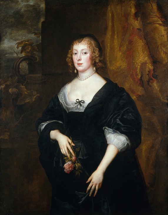 Anthonis van Dyck, Lady Dacre (Witwe, Trauerbekleidung, Rose,  Portrait, Persönlichkeiten, Schmuck, Perlenkette, Adel, Prunk, höfisch,  Barock, Klassiker, Wunschgröße, Wohnzimmer)