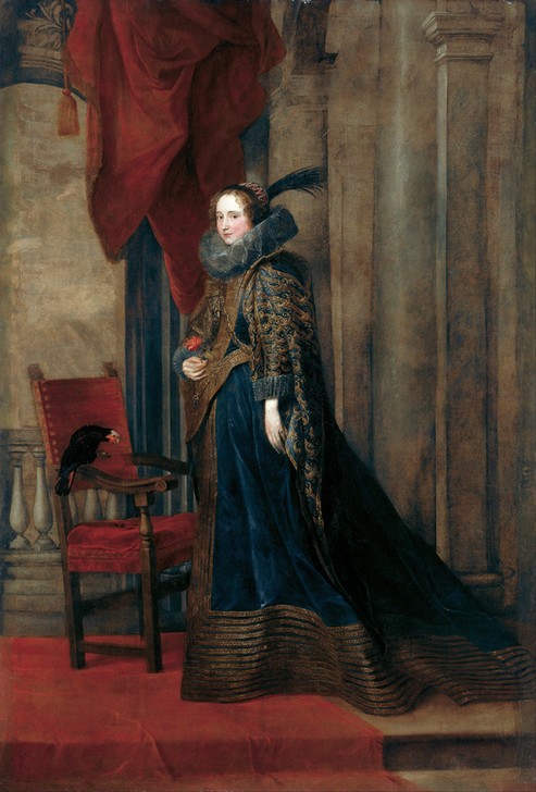 Anthonis van Dyck, Paolina Adorno Brignole-Sale (Damenmode, Frau, Portrait, Persönlichkeiten, Ganzkörper, Adel, Prunk, höfisch, Mühlsteinkragen, Eleganz, Reichtum,  Barock, Klassiker, Wunschgröße, Wohnzimmer)
