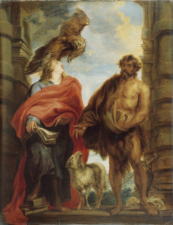 Anthonis van Dyck, Los santos Juanes (Adler, Attribute, Apostel, Täufer, Buch, Lamm Gottes, Heilige, Johannes, Religion, Neues Testament,  Barock, Klassiker, Wunschgröße, Wohnzimmer)
