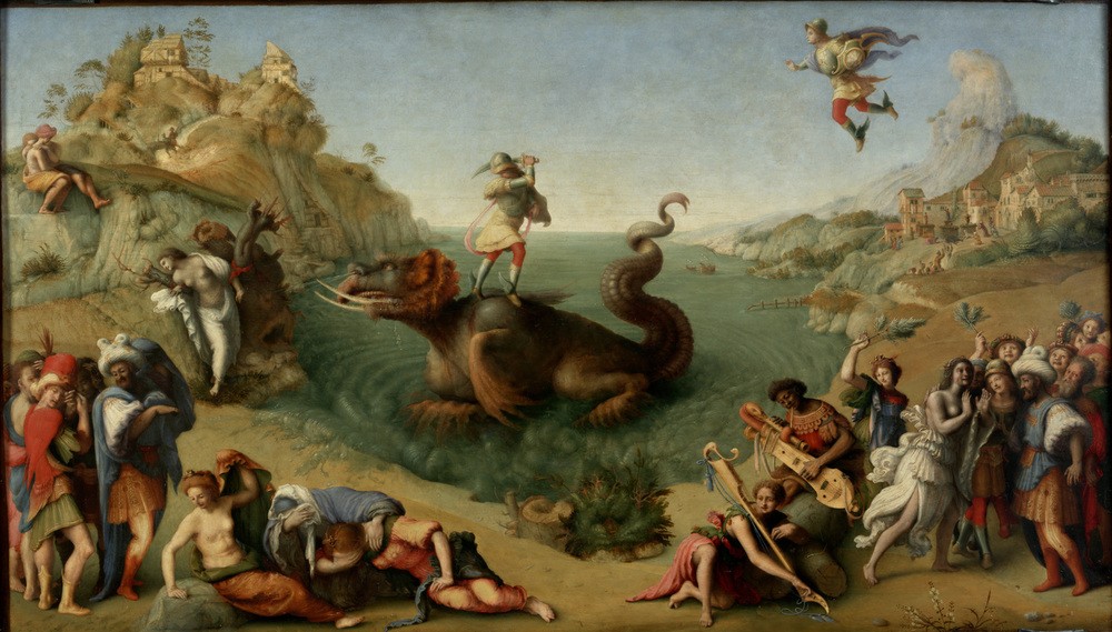 Piero di Cosimo, Andromeda liberata da Perseo (Mytholohie, Seeungeheuer, Held, Befreiung, Perseus, Andromeda, Opfer, Renaissance, Malerei, Klassiker, Wunschgröße, Wohnzimmer)