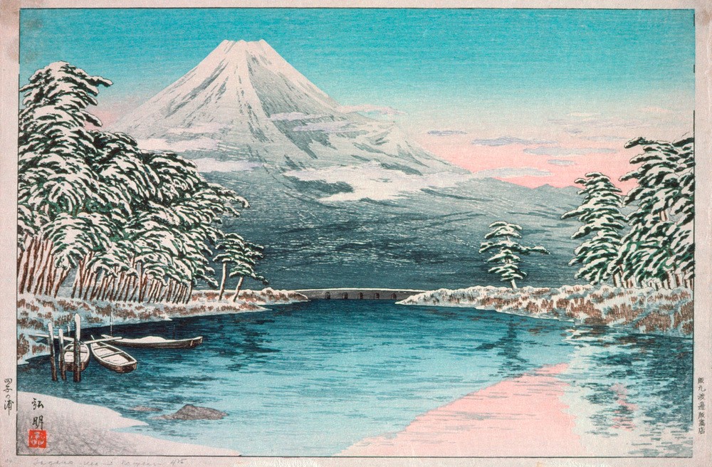 Takahashi Hiroaki, Mt. Fuji von Tagonoura aus gesehen, Schneelandschaft 
