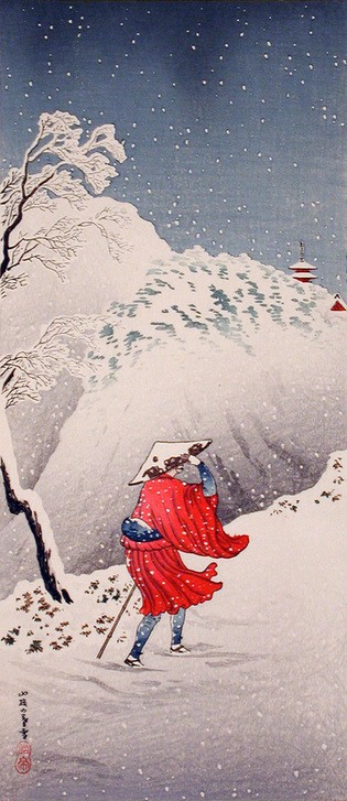 Takahashi Hiroaki, Schneebedeckter Abend auf einem Gebirgspfad 