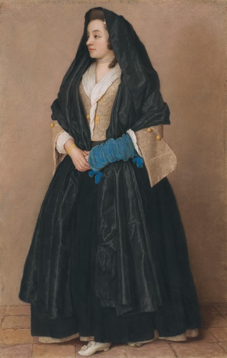 Jean-Étienne Liotard, An Elegant Young Woman in Maltese Costume, ca 1744 (Klassizismus, Kleidung, Kostüm, Schleier, junge Frau, Wunschgröße, Wohnzimmer, Treppenhaus,  Klassiker)