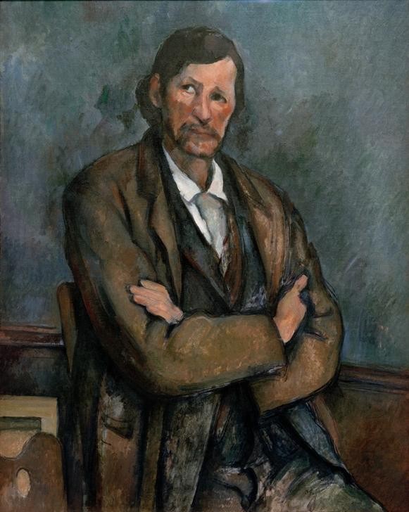Paul Cézanne, Homme aux bras croisés (Kunst,Mann,Mensch,Impressionismus,Portrait,Französische Kunst,Sitzen,Jahrhundertwende,Halbfigur,Verschränkte Arme,Körperhaltung)