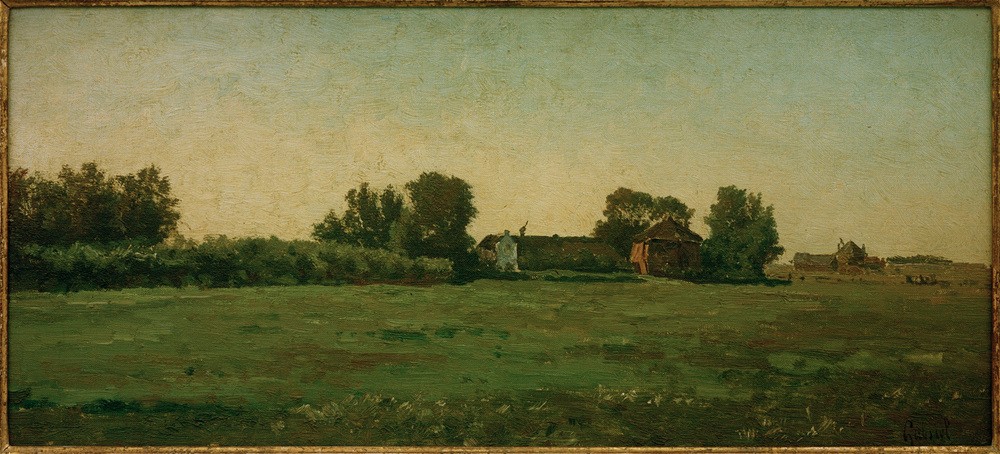 Paul Joseph Constantin Gabriel, Landschaft mit Bauernhöfen (Bauernhaus, Bauernhof,  Landschaft, Wiese, Niederlande, Kunst, Haager Schule, Wunschgröße, Klassische Moderne, Wohnzimmer)
