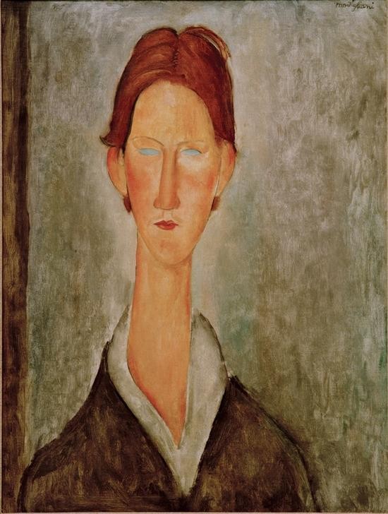 Amedeo Modigliani, L’étudiant (Jugend (Lebensalter),Kunst,Mann,Mensch,Student,Portrait,Italienische Kunst,Rote Haare,Mittelscheitel,Brustbild,Frisur,Signatur,Junger Mann)