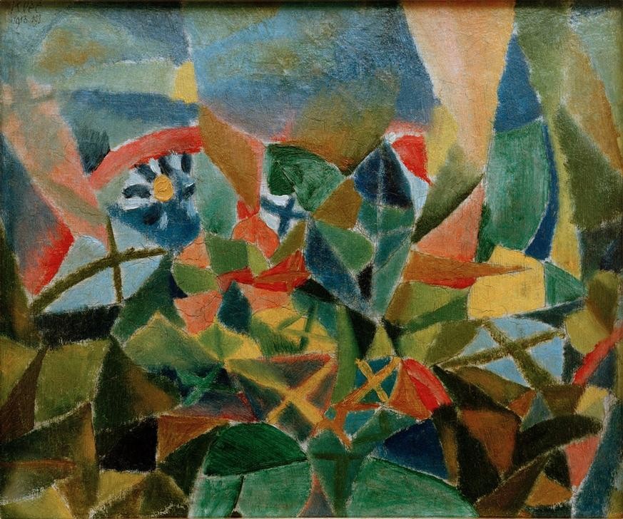 Paul Klee, Blumenbeet (Bauhaus,Botanik,Deutsche Kunst,Garten Und Park,Kunst,Abstrakte Kunst,Schweizerische Kunst,Blume,Blüte,Abstraktion,Blumenbeet,Farbigkeit,Pflanze,Beet,Garten,Farbe)