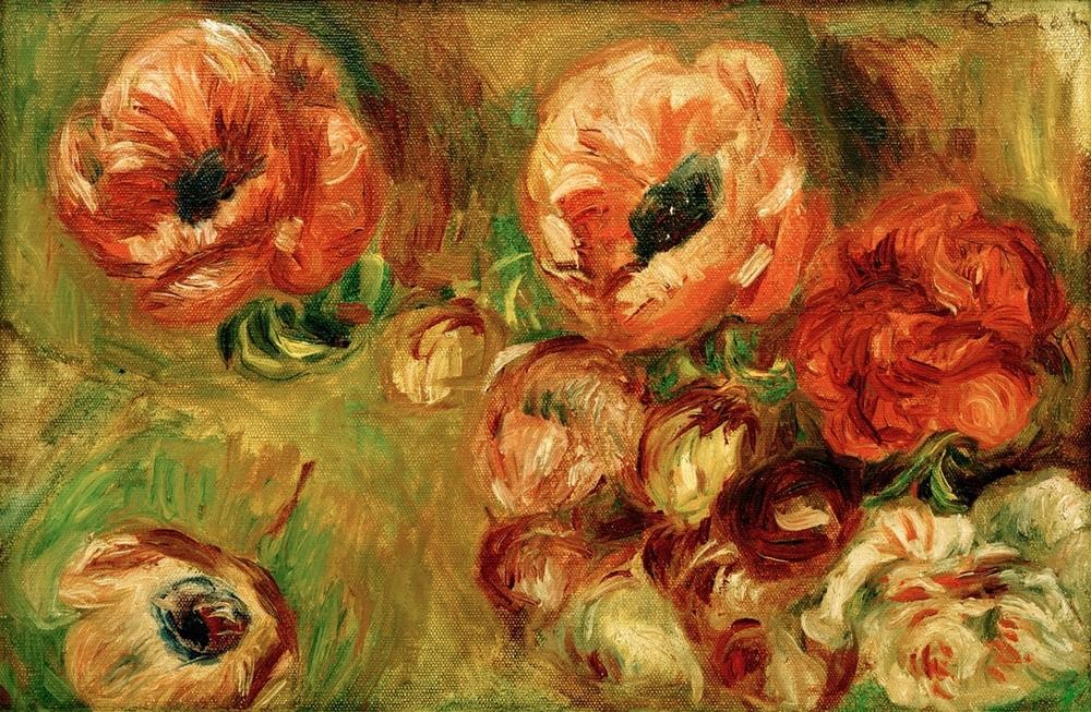 Pierre-Auguste Renoir, Les Anémones (Anemone,Botanik,Kunst,Landschaft,Maler (Künstler),Impressionismus,Bilderrahmen,Französische Kunst,Blume,Blüte)