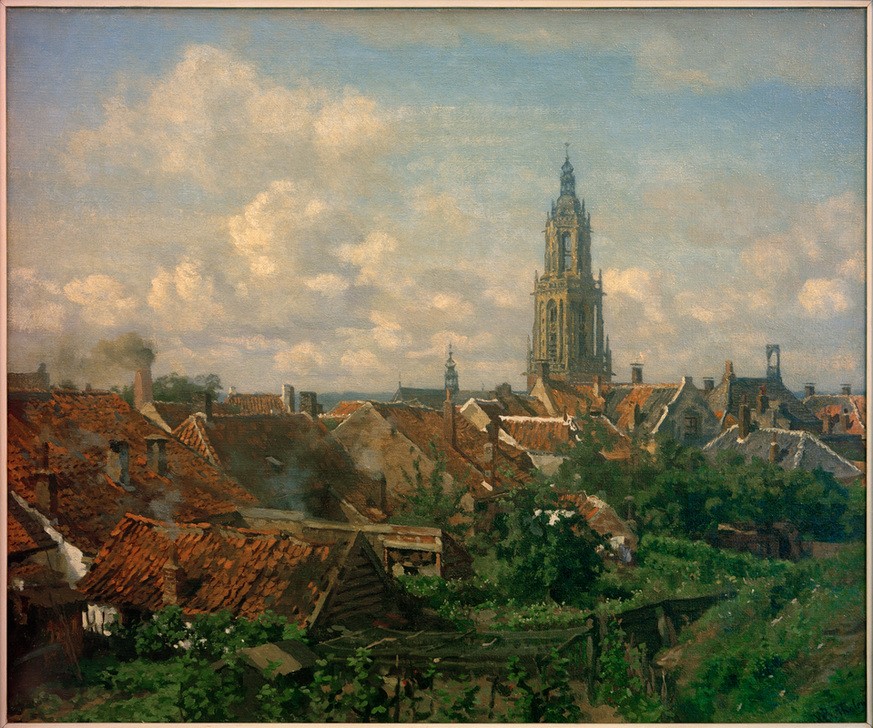 Willem Bastiaan Tholen, Rhenen (Architektur,Christentum,Dach,Garten Und Park,Geographie,Haus,Himmel (Natur),Kirche,Kunst,Landschaft,Meteorologie,Religion,Stadt,Teilansicht,Turm,Wetter,Wolke,Urbanistik,Gotik,Vedute,Stadtansicht,Architekturdarstellung,Niederländische Kunst,Holländische Ku)