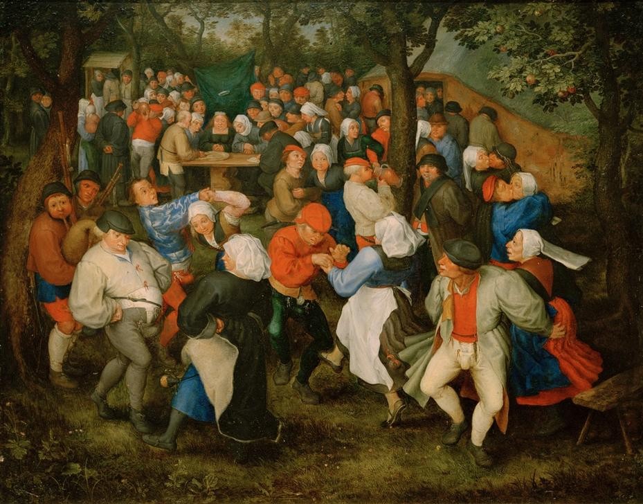 Jan Brueghel der Ältere, Hochzeitstanz im Freien (Bauer (Landwirt),Dudelsack,Feste,Hochzeitsbräuche,Hochzeit,Liebe Und Ehe,Mensch,Musik,Tanz,Volkskunde,Instrument,Renaissance,Volkstanz,Niederländische Kunst,Im Freien (Allgemein),Landleben,Ausgelassenheit,Landbevölkerung,Dorfleben,Land Und Leute,Garten)